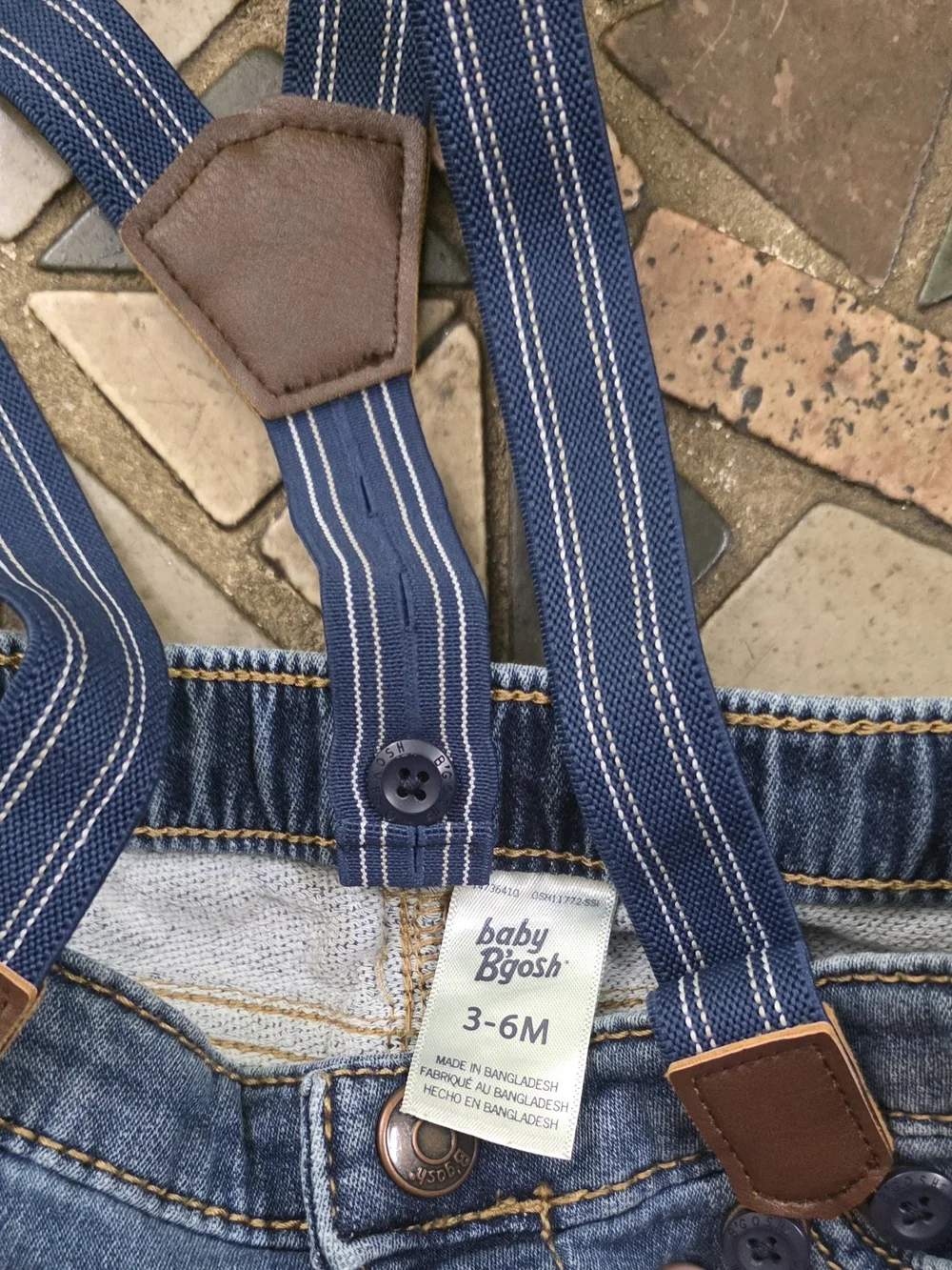 Baby B’gosh Knit Denim Jeans with Suspenders Lot Of 2 3/6  Month